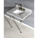 Templeton 30-Inch Carrara Marble Vanity Top with Acrylic Legs (8-Inch, 3-Hole)
