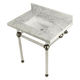 Templeton 30-Inch Carrara Marble Vanity Top with Acrylic Legs (8-Inch, 3-Hole)