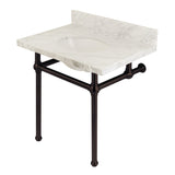 Templeton 30-Inch Carrara Marble Vanity Top with Brass Legs (8-Inch, 3-Hole)