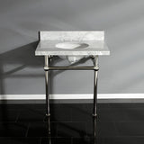 Templeton 30-Inch Carrara Marble Vanity Top with Brass Legs (8-Inch, 3-Hole)