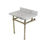Templeton 30-Inch Carrara Marble Vanity Top with Brass Legs (8-Inch, 3-Hole)