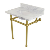Templeton 30-Inch Carrara Marble Vanity Top with Brass Legs (8-Inch, 3-Hole)