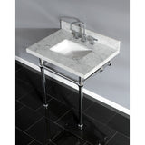 Templeton 30-Inch Carrara Marble Vanity Top with Brass Legs (8-Inch, 3-Hole)
