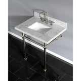 Templeton 30-Inch Carrara Marble Vanity Top with Brass Legs (8-Inch, 3-Hole)
