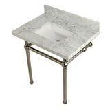 Templeton 30-Inch Carrara Marble Vanity Top with Brass Legs (8-Inch, 3-Hole)
