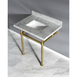 Templeton 30-Inch Carrara Marble Vanity Top with Brass Legs (8-Inch, 3-Hole)