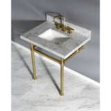 Templeton 30-Inch Carrara Marble Vanity Top with Brass Legs (8-Inch, 3-Hole)