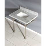 Templeton 30-Inch Carrara Marble Vanity Top with Brass Legs (8-Inch, 3-Hole)
