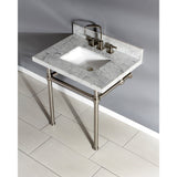 Templeton 30-Inch Carrara Marble Vanity Top with Brass Legs (8-Inch, 3-Hole)