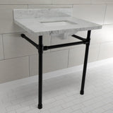 Dreyfuss 30-Inch Carrara Marble Vanity Top with Stainless Steel Legs (8-Inch, 3-Hole)