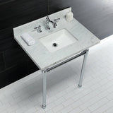 Dreyfuss 30-Inch Carrara Marble Vanity Top with Stainless Steel Legs (8-Inch, 3-Hole)