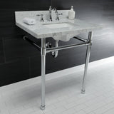 Dreyfuss 30-Inch Carrara Marble Vanity Top with Stainless Steel Legs (8-Inch, 3-Hole)