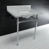 Dreyfuss 30-Inch Carrara Marble Vanity Top with Stainless Steel Legs (8-Inch, 3-Hole)