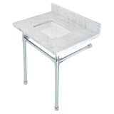 Dreyfuss 30-Inch Carrara Marble Vanity Top with Stainless Steel Legs (8-Inch, 3-Hole)