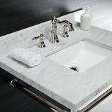 Dreyfuss 30-Inch Carrara Marble Vanity Top with Stainless Steel Legs (8-Inch, 3-Hole)