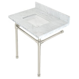 Dreyfuss 30-Inch Carrara Marble Vanity Top with Stainless Steel Legs (8-Inch, 3-Hole)