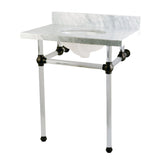 Templeton 30-Inch Carrara Marble Vanity Top with Acrylic Legs (8-Inch, 3-Hole)