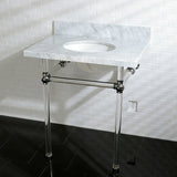 Templeton 30-Inch Carrara Marble Vanity Top with Acrylic Legs (8-Inch, 3-Hole)