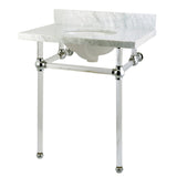 Templeton 30-Inch Carrara Marble Vanity Top with Acrylic Legs (8-Inch, 3-Hole)