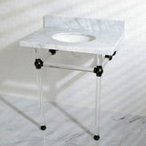 Templeton 30-Inch Carrara Marble Vanity Top with Acrylic Legs (8-Inch, 3-Hole)