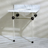 Templeton 30-Inch Carrara Marble Vanity Top with Acrylic Legs (8-Inch, 3-Hole)