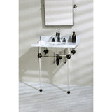 Templeton 30-Inch Carrara Marble Vanity Top with Acrylic Legs (8-Inch, 3-Hole)