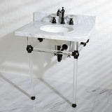 Templeton 30-Inch Carrara Marble Vanity Top with Acrylic Legs (8-Inch, 3-Hole)