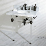 Templeton 30-Inch Carrara Marble Vanity Top with Acrylic Legs (8-Inch, 3-Hole)