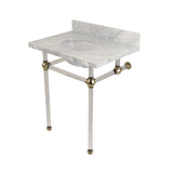 Templeton 30-Inch Carrara Marble Vanity Top with Acrylic Legs (8-Inch, 3-Hole)