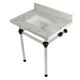 Templeton 30-Inch Carrara Marble Vanity Top with Acrylic Legs (8-Inch, 3-Hole)