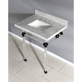Templeton 30-Inch Carrara Marble Vanity Top with Acrylic Legs (8-Inch, 3-Hole)