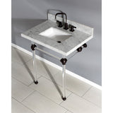 Templeton 30-Inch Carrara Marble Vanity Top with Acrylic Legs (8-Inch, 3-Hole)