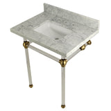 Templeton 30-Inch Carrara Marble Vanity Top with Acrylic Legs (8-Inch, 3-Hole)