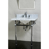 Templeton 30-Inch Carrara Marble Vanity Top with Brass Legs (8-Inch, 3-Hole)
