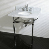 Templeton 30-Inch Carrara Marble Vanity Top with Brass Legs (8-Inch, 3-Hole)