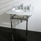 Templeton 30-Inch Carrara Marble Vanity Top with Brass Legs (8-Inch, 3-Hole)