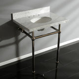 Templeton 30-Inch Carrara Marble Vanity Top with Brass Legs (8-Inch, 3-Hole)