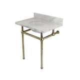 Templeton 30-Inch Carrara Marble Vanity Top with Brass Legs (8-Inch, 3-Hole)