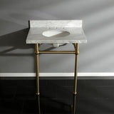 Templeton 30-Inch Carrara Marble Vanity Top with Brass Legs (8-Inch, 3-Hole)