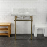 Templeton 30-Inch Carrara Marble Vanity Top with Brass Legs (8-Inch, 3-Hole)