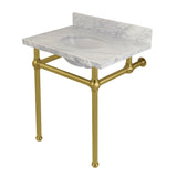 Templeton 30-Inch Carrara Marble Vanity Top with Brass Legs (8-Inch, 3-Hole)
