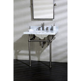 Templeton 30-Inch Carrara Marble Vanity Top with Brass Legs (8-Inch, 3-Hole)