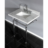 Templeton 30-Inch Carrara Marble Vanity Top with Brass Legs (8-Inch, 3-Hole)