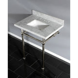 Templeton 30-Inch Carrara Marble Vanity Top with Brass Legs (8-Inch, 3-Hole)
