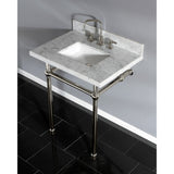 Templeton 30-Inch Carrara Marble Vanity Top with Brass Legs (8-Inch, 3-Hole)