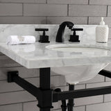 Monarch 30-Inch Carrara Marble Console Sink with Stainless Steel Legs (8-Inch, 3-Hole)