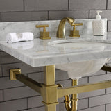 Monarch 30-Inch Carrara Marble Console Sink with Stainless Steel Legs (8-Inch, 3-Hole)