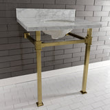 Monarch 30-Inch Carrara Marble Console Sink with Stainless Steel Legs (8-Inch, 3-Hole)