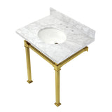 Monarch 30-Inch Carrara Marble Console Sink with Stainless Steel Legs (8-Inch, 3-Hole)