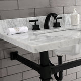 Monarch 30-Inch Carrara Marble Console Sink with Stainless Steel Legs (8-Inch, 3-Hole)